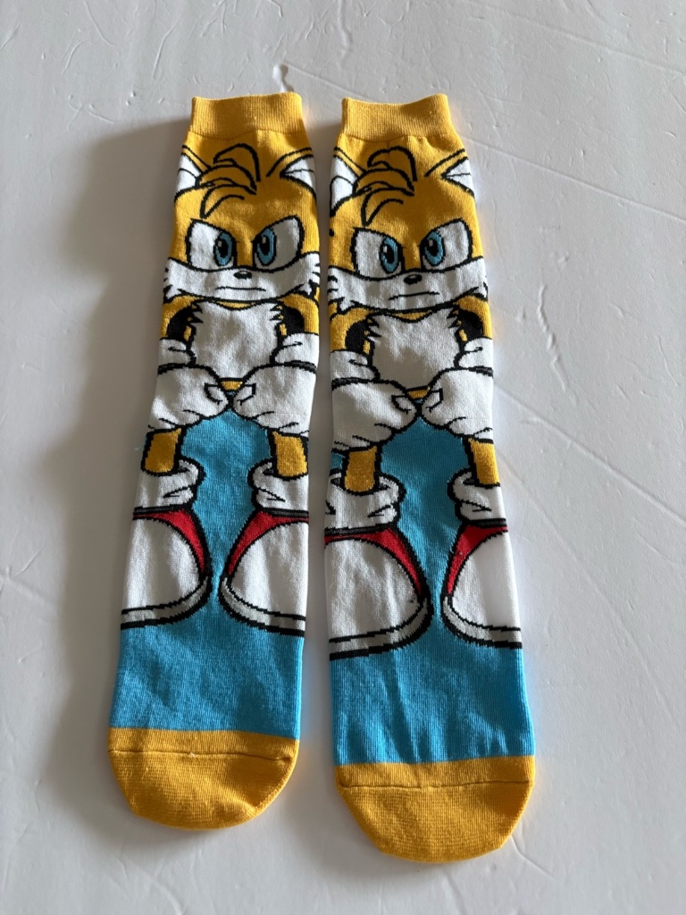 Sega Sonic the Hedgehog - Tails Character Crew Socks - Yellow, Blue, White